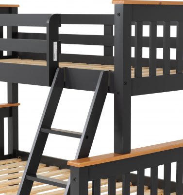 Neptune Triple Sleeper Bunk Bed Dark Grey/Oak Effect