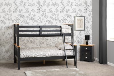 Neptune Triple Sleeper Bunk Bed Dark Grey/Oak Effect