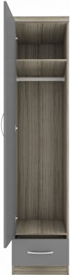 Nevada 1 Door 1 Drawer Wardrobe Grey Gloss/Light Oak Effect Veneer