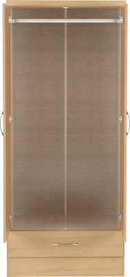 Nevada 2 Door 1 Drawer Wardrobe Sonoma Oak Effect