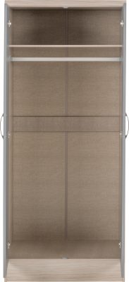 Nevada 2 Door All Hanging Wardrobe Grey Gloss/Light Oak Effect Veneer