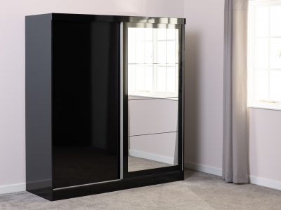 Nevada 2 Door Sliding Wardrobe Black Gloss