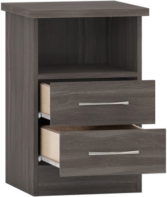 Nevada 2 Drawer Bedside Black Wood Grain