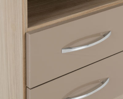 Nevada 2 Drawer Bedside Oyster Gloss/Light Oak Effect Veneer