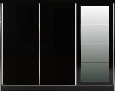 Nevada 3 Door Sliding Wardrobe Black Gloss