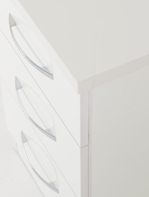 Nevada 3 Drawer Bedside White Gloss