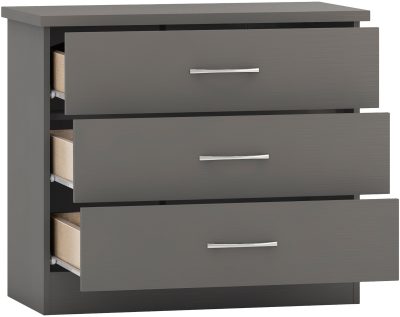 Nevada 3 Drawer Chest 3D Effect Grey