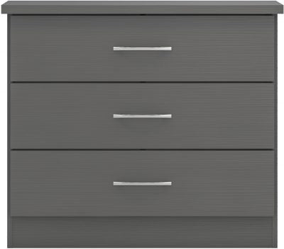 Nevada 3 Drawer Chest 3D Effect Grey