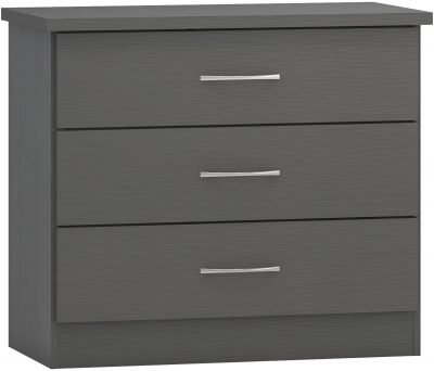 Nevada 3 Drawer Chest 3D Effect Grey