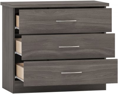 Nevada 3 Drawer Chest Black Wood Grain