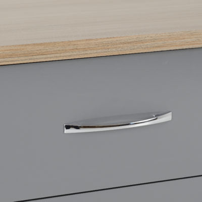 Nevada 3 Drawer Chest Grey Gloss/Light Oak Effect Veneer