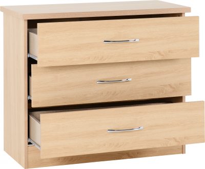 Nevada 3 Drawer Chest Sonoma Oak Effect