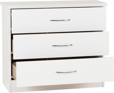 Nevada 3 Drawer Chest White Gloss