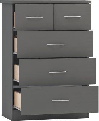 Nevada 3+2 Drawer Chest 3D Effect Grey