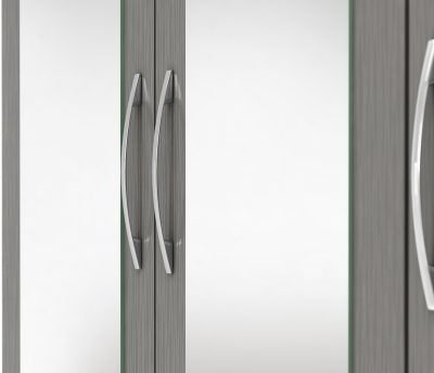 Nevada 4 Door 2 Drawer Mirrored Wardrobe 3D Effect Grey