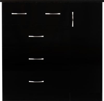 Nevada 5 Drawer Low Wardrobe Black Gloss