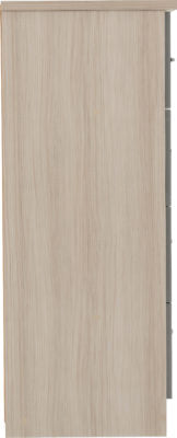 Nevada 5 Drawer Low Wardrobe Grey Gloss/Light Oak Effect Veneer