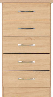 Nevada 5 Drawer Narrow Chest Sonoma Oak Effect