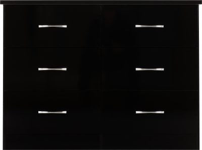 Nevada 6 Drawer Chest Black Gloss