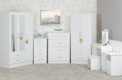 Nevada 4 Door 2 Drawer Mirrored Wardrobe White Gloss