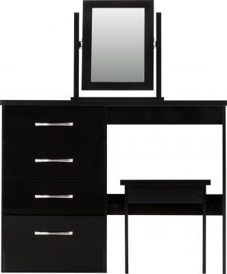 Nevada 4 Drawer Dressing Table Set Black Gloss