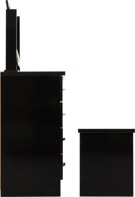 Nevada 4 Drawer Dressing Table Set Black Gloss