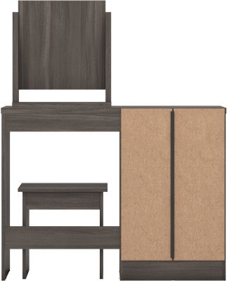Nevada 4 Drawer Dressing Table Set Black Wood Grain