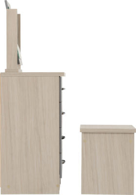 Nevada 4 Drawer Dressing Table Set Grey Gloss/Light Oak Effect Veneer