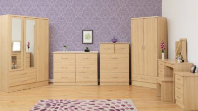 Nevada 3 Door 2 Drawer Mirrored Wardrobe Sonoma Oak Effect