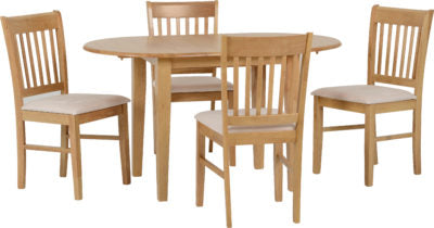 Oxford Extending Dining Set Natural Oak/Mink Microsuede