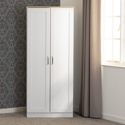 Portland 2 Door Wardrobe White/Oak Effect