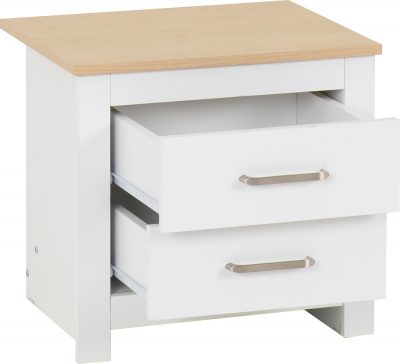 Portland 2 Drawer Bedside White/Oak Effect