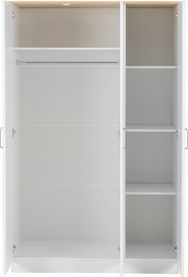 Portland 3 Door Wardrobe White/Oak Effect