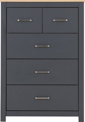 Portland 3+2 Drawer Chest Grey/Oak Effect