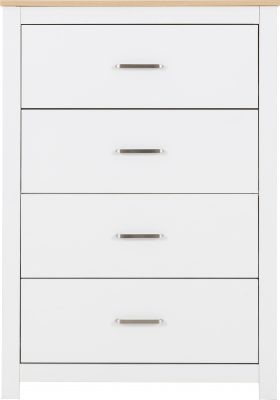 Portland 4 Drawer Chest White/Oak Effect