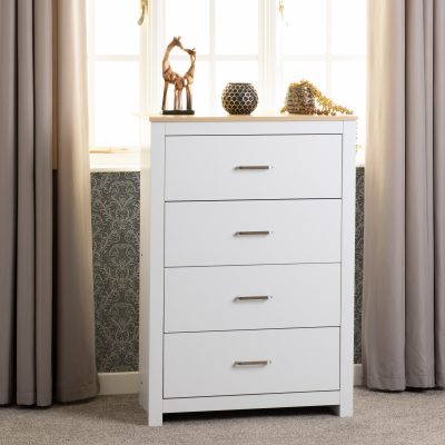 Portland 4 Drawer Chest White/Oak Effect