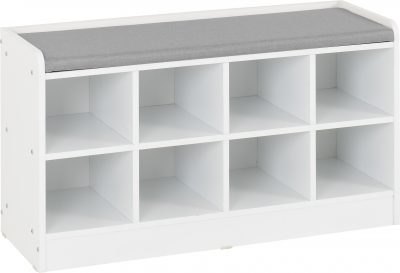 Portland Shoe Bench White/Steel Fabric