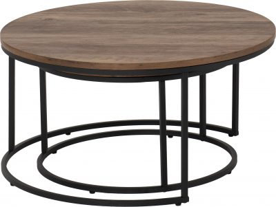 Quebec Round Coffee Table Set Medium Oak Effect/Black