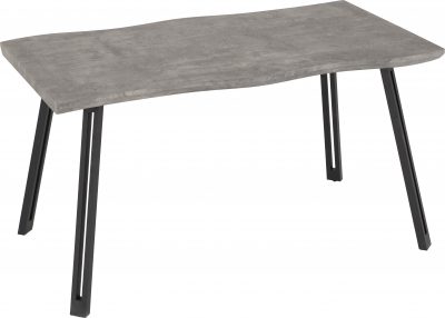 Quebec Wave Edge Dining Set Concrete Effect/Black/Grey Faux Leather