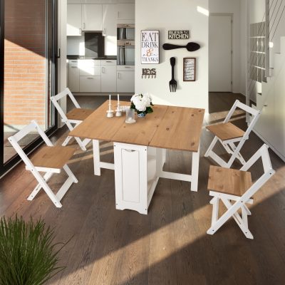 Santos Butterfly Dining Set White/Distressed Waxed Pine