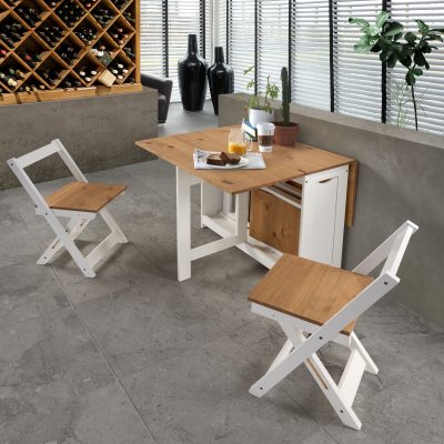 Santos Butterfly Dining Set White/Distressed Waxed Pine