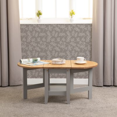 Santos Drop Leaf Coffee Table Grey Slate/Distressed Waxed Pine