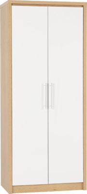 Seville Bedroom Set White High Gloss/Light Oak Effect Veneer