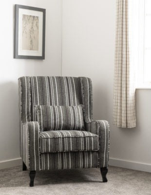 Sherborne Fireside Chair Grey Stripe Fabric