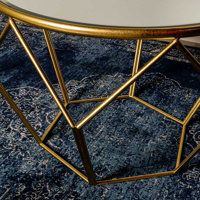 Geometric end table mirrored gold