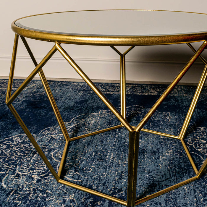 Geometric end table mirrored gold