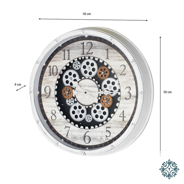 Clockworks gears clock ant white