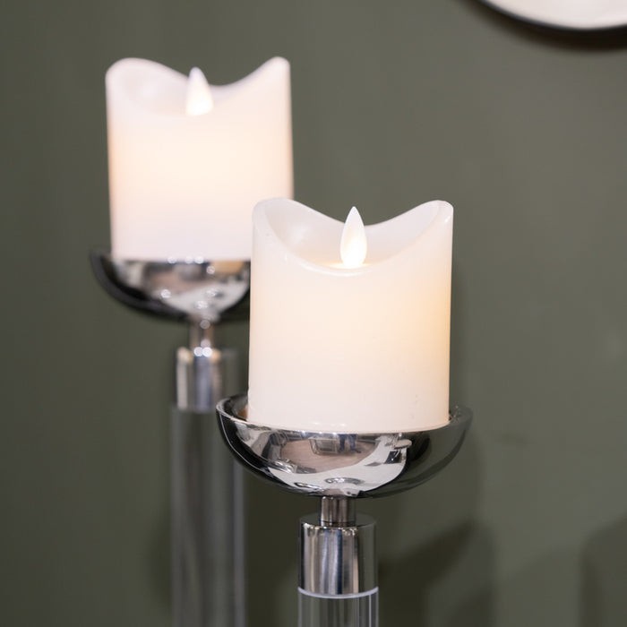 Alani acrylic pillar candle holder chrome 35cm