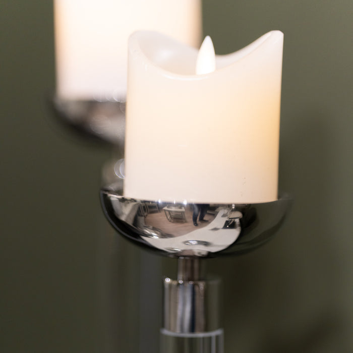 Alani acrylic pillar candle holder chrome 30cm
