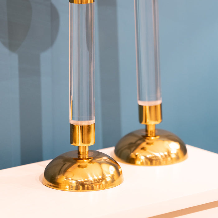 Alani acrylic pillar candle holder gold 35cm